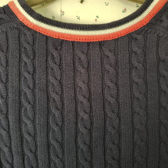 Brooks Brothers Cardigan Tennis Sweater Womens XL Navy Cotton Cable Knit *Pls Rd - Picture 12 of 16